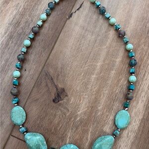 Turquoise Stone Beaded Necklace - Women Jewelry